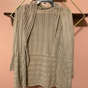 TAN PATTERNED CARDIGAN